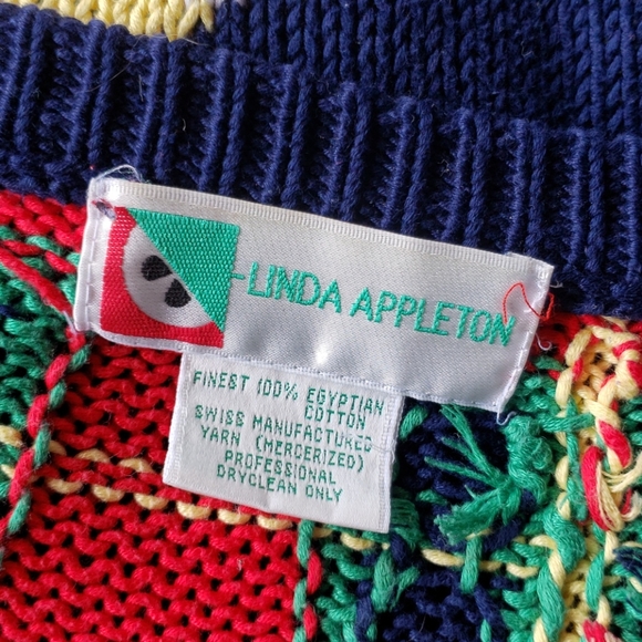 Vintage TENNIS V-neck Chunky Knit Pullover Sweater - Picture 8 of 10